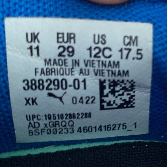 PUMA Pacer Future Splatter Kids Boy’s Blue Runner Sneakers Shoes Size 12C/17.5cm - Picture 3 of 15